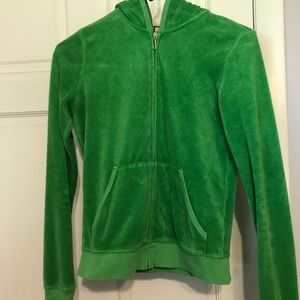 Green terrycloth Juicy Couture hoodie.
